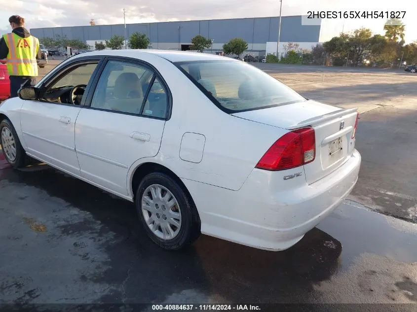 2004 Honda Civic Lx VIN: 2HGES165X4H541827 Lot: 40884637