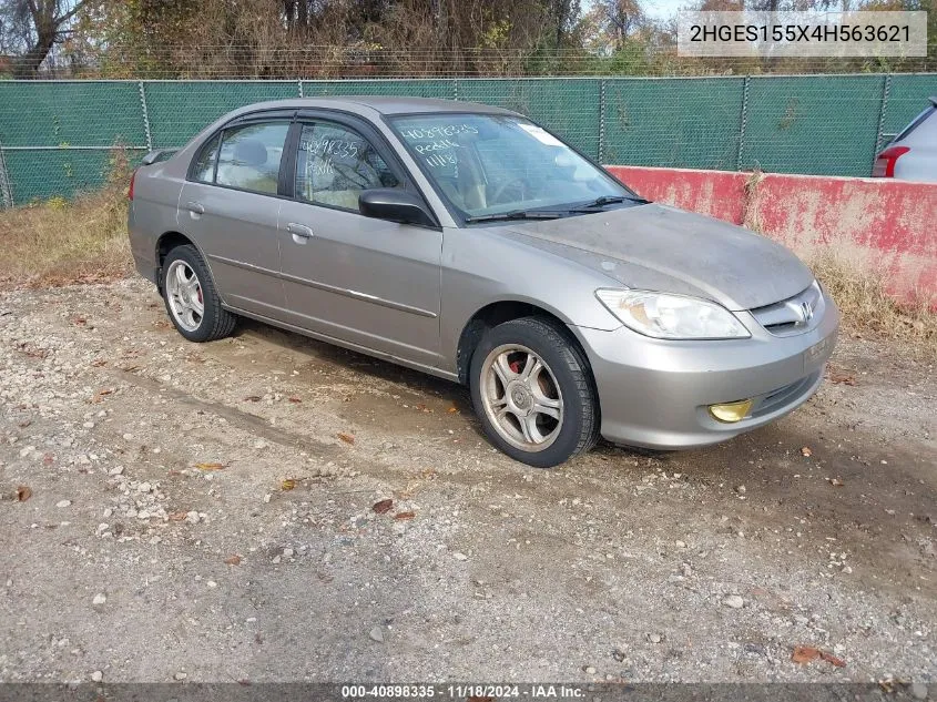 2004 Honda Civic Lx VIN: 2HGES155X4H563621 Lot: 40898335