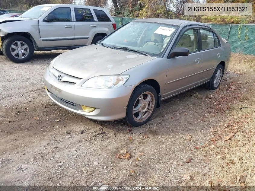 2004 Honda Civic Lx VIN: 2HGES155X4H563621 Lot: 40898335