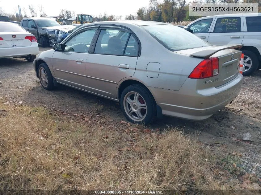 2004 Honda Civic Lx VIN: 2HGES155X4H563621 Lot: 40898335