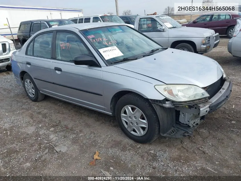 2004 Honda Civic Vp VIN: 2HGES16344H565068 Lot: 40924291