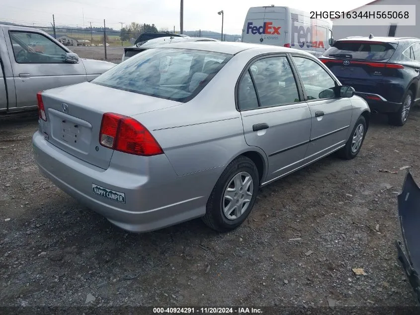 2004 Honda Civic Vp VIN: 2HGES16344H565068 Lot: 40924291