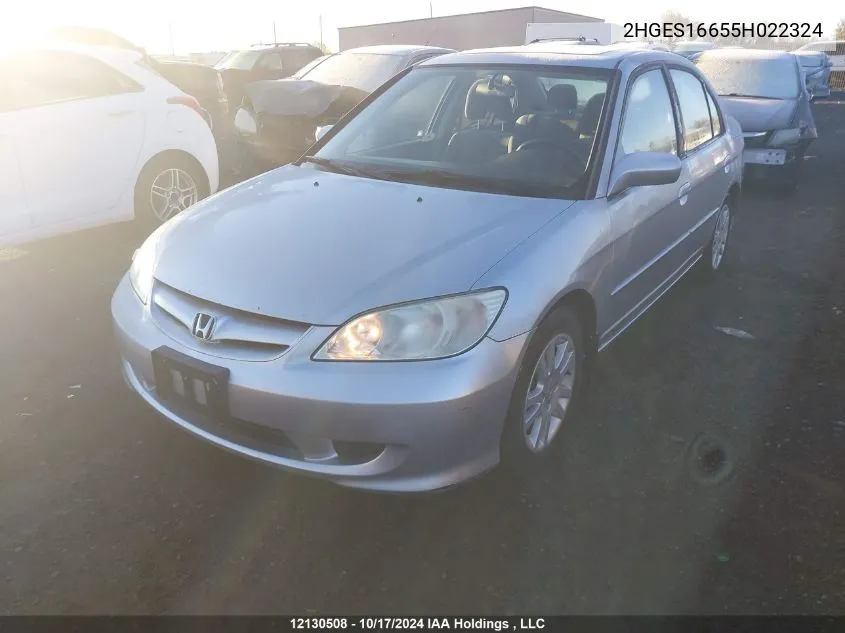 2005 Honda Civic Lx VIN: 2HGES16655H022324 Lot: 12130508