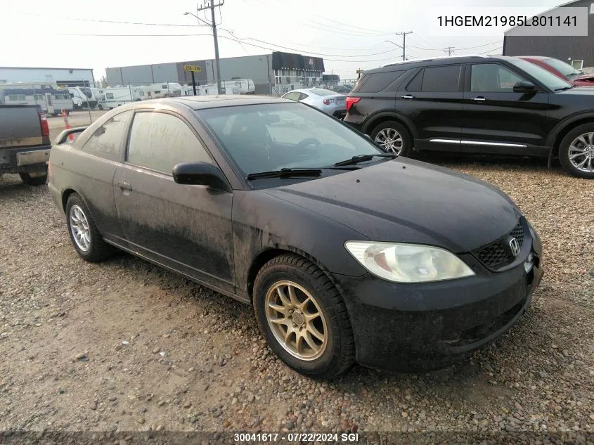 1HGEM21985L801141 2005 Honda Civic Ex