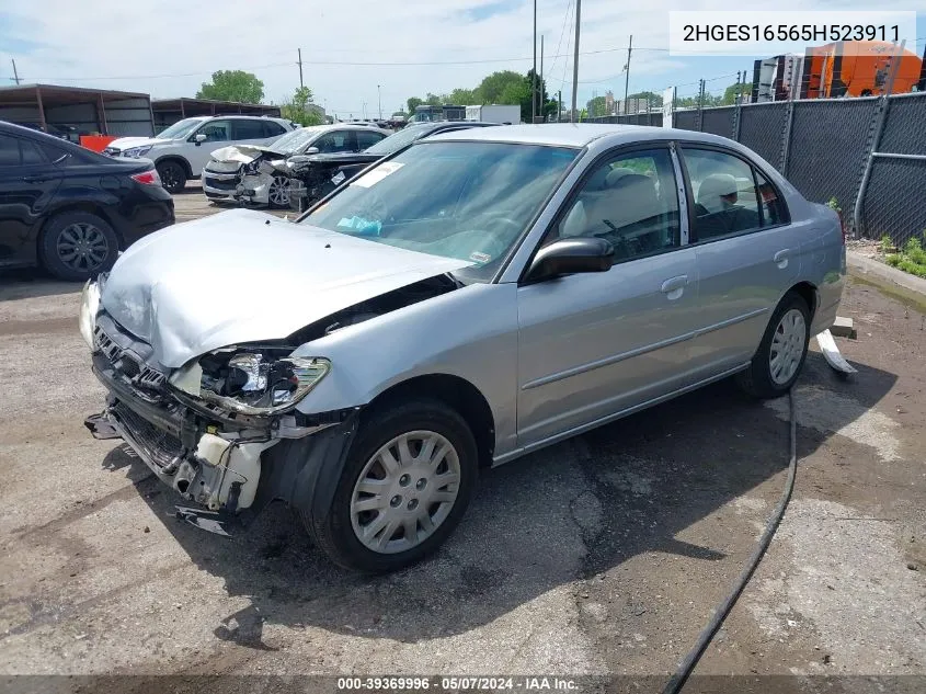 2005 Honda Civic Lx VIN: 2HGES16565H523911 Lot: 39369996