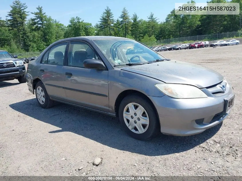 2005 Honda Civic Vp VIN: 2HGES16415H587023 Lot: 39570158