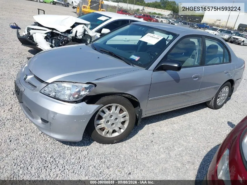 2HGES16575H593224 2005 Honda Civic Lx