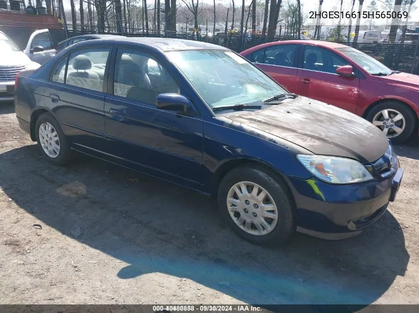 2005 Honda Civic Lx VIN: 2HGES16615H565069 Lot: 40480858