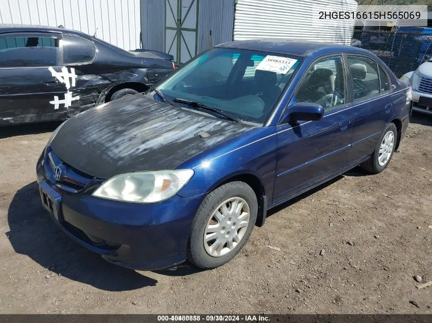 2005 Honda Civic Lx VIN: 2HGES16615H565069 Lot: 40480858