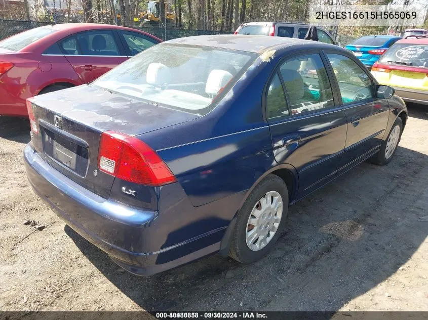 2005 Honda Civic Lx VIN: 2HGES16615H565069 Lot: 40480858