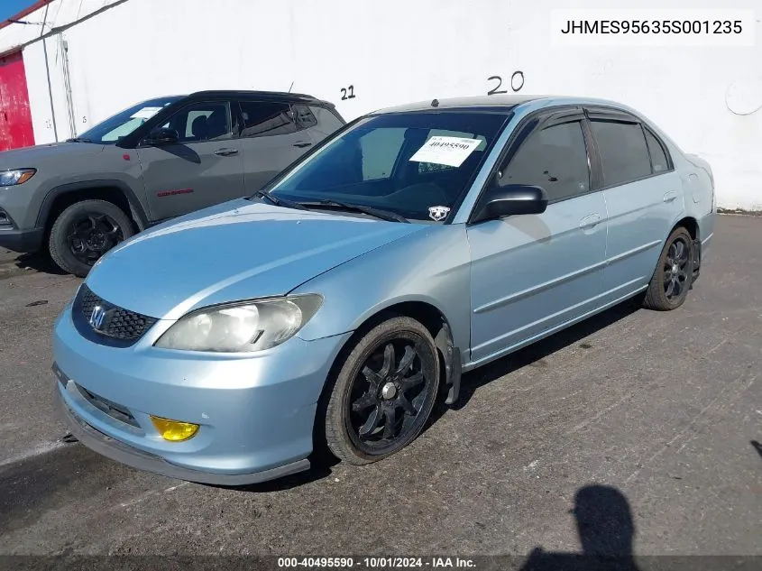 2005 Honda Civic Hybrid VIN: JHMES95635S001235 Lot: 40495590