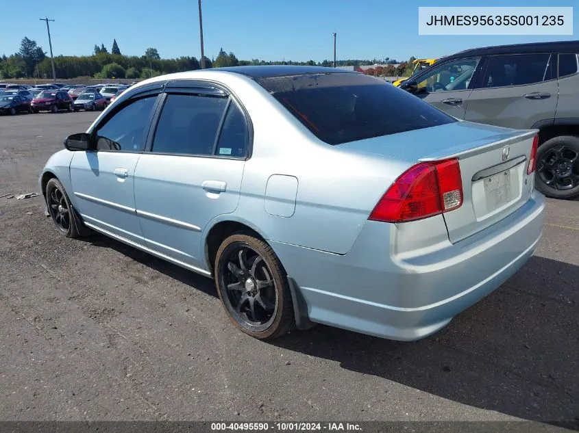 2005 Honda Civic Hybrid VIN: JHMES95635S001235 Lot: 40495590