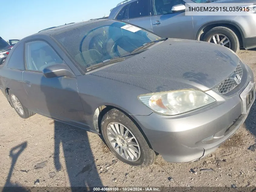 1HGEM22915L035915 2005 Honda Civic Ex