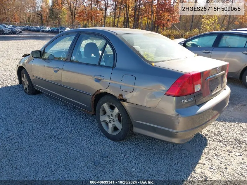 2005 Honda Civic Ex VIN: 2HGES26715H509065 Lot: 40699341