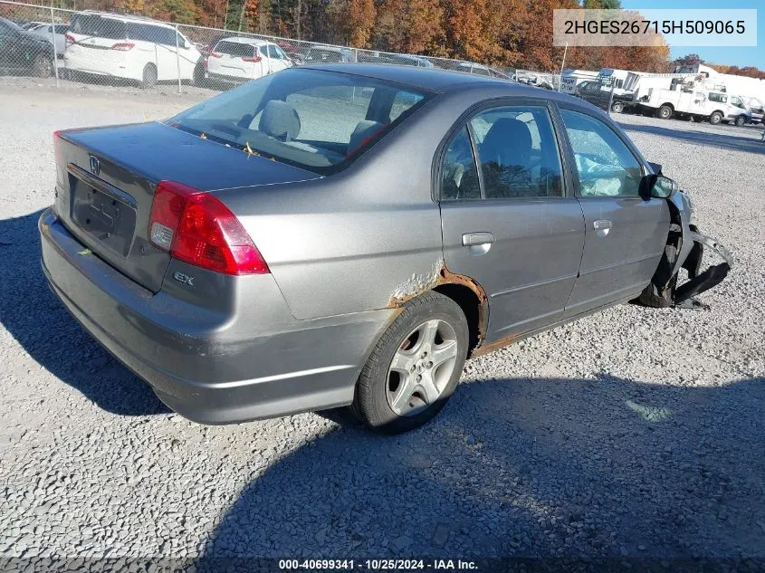 2005 Honda Civic Ex VIN: 2HGES26715H509065 Lot: 40699341