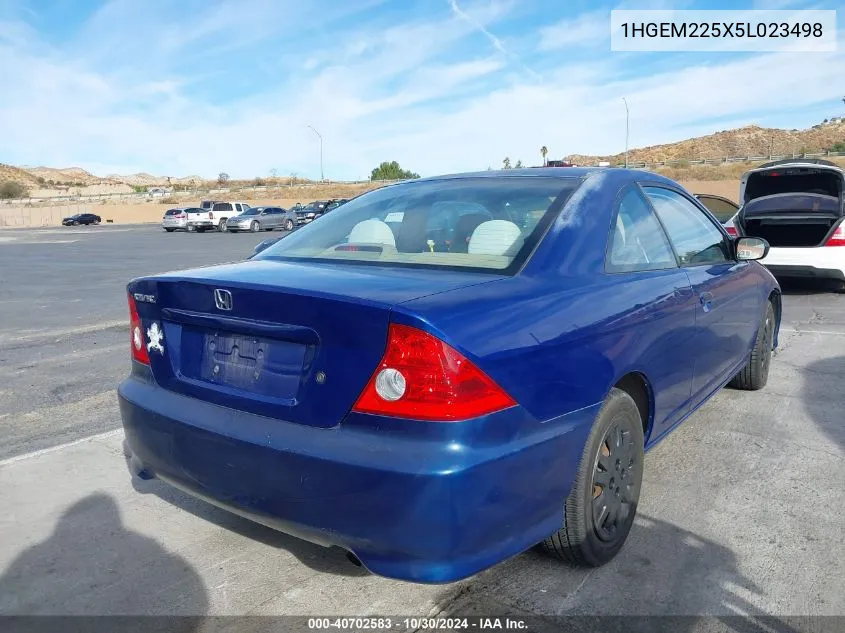 2005 Honda Civic Lx VIN: 1HGEM225X5L023498 Lot: 40702583