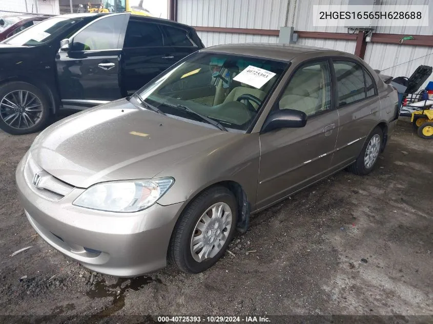 2005 Honda Civic Lx VIN: 2HGES16565H628688 Lot: 40725393