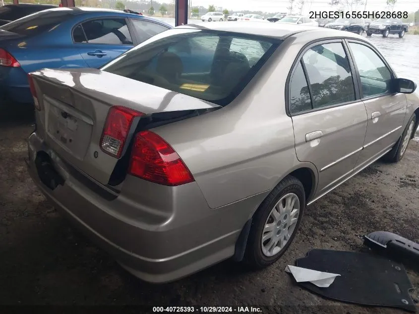 2005 Honda Civic Lx VIN: 2HGES16565H628688 Lot: 40725393