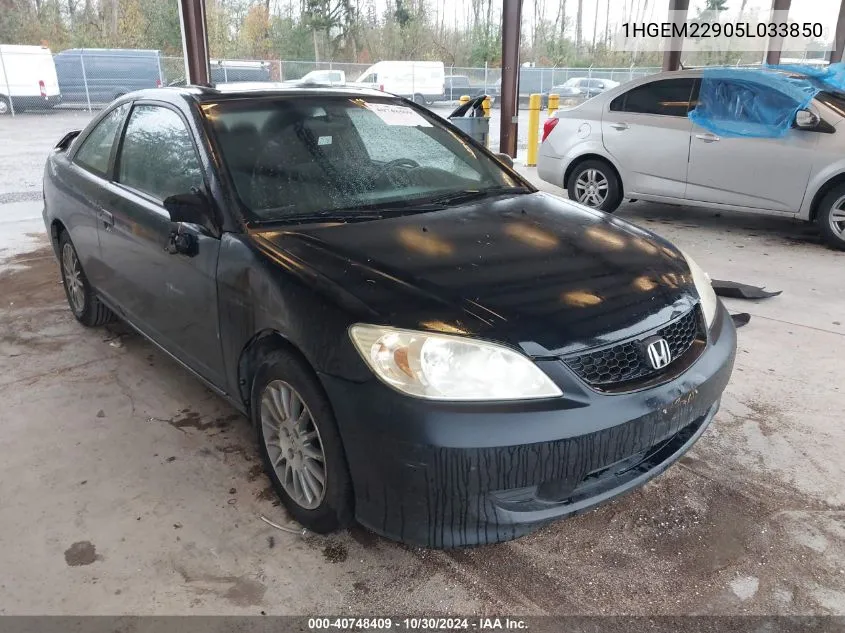 1HGEM22905L033850 2005 Honda Civic Ex