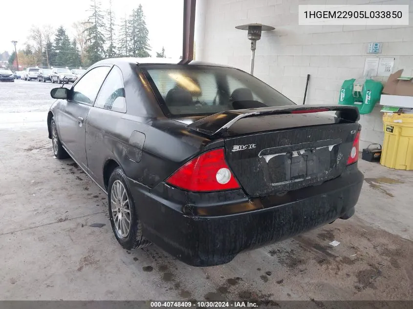 2005 Honda Civic Ex VIN: 1HGEM22905L033850 Lot: 40748409