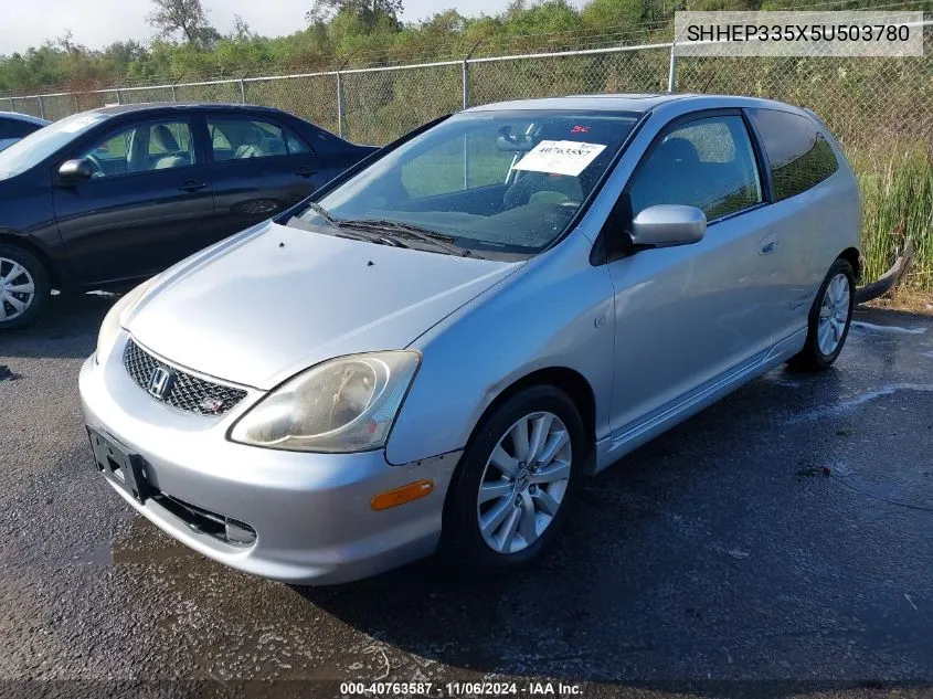 2005 Honda Civic Si VIN: SHHEP335X5U503780 Lot: 40763587