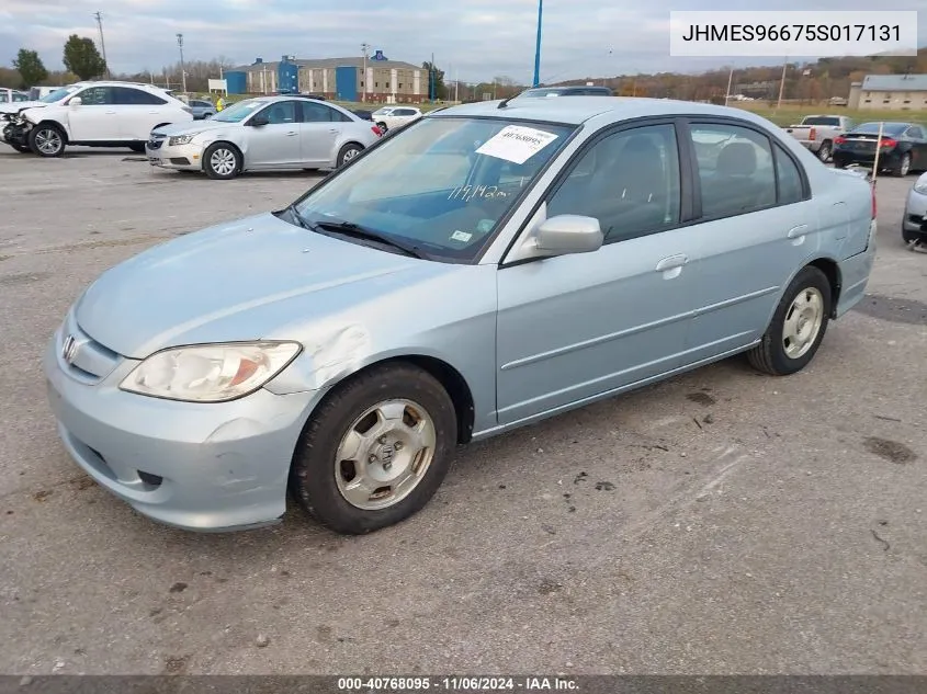 2005 Honda Civic Hybrid VIN: JHMES96675S017131 Lot: 40768095