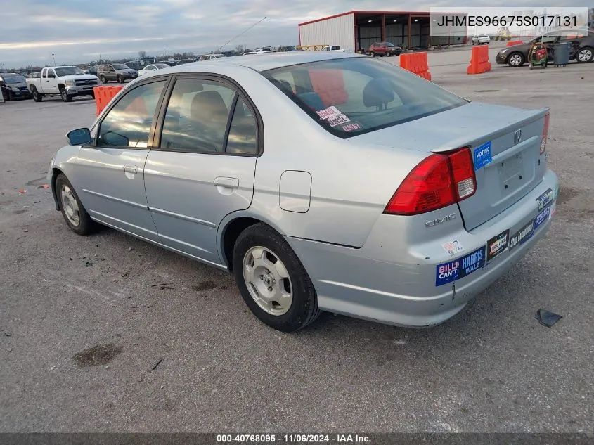 2005 Honda Civic Hybrid VIN: JHMES96675S017131 Lot: 40768095