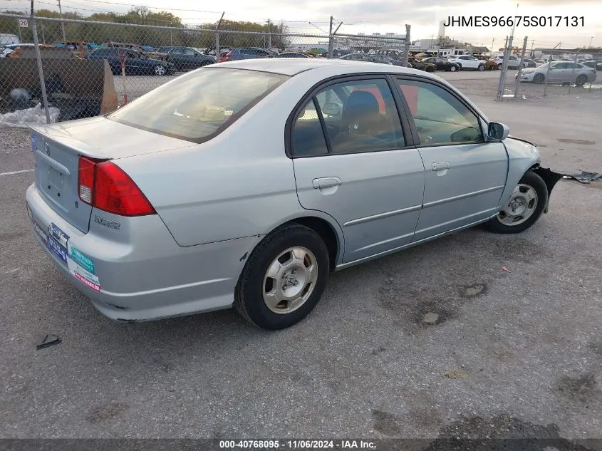 2005 Honda Civic Hybrid VIN: JHMES96675S017131 Lot: 40768095