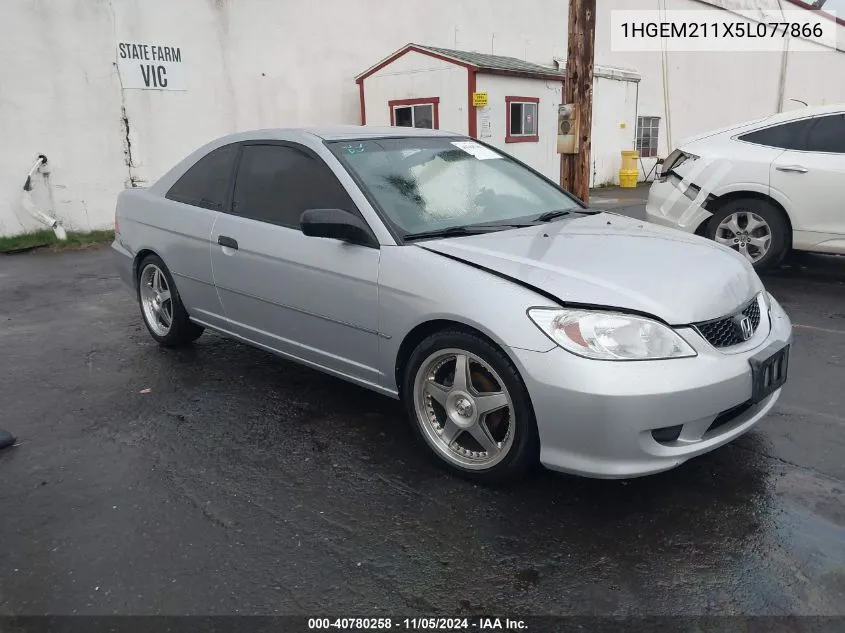 2005 Honda Civic Vp VIN: 1HGEM211X5L077866 Lot: 40780258