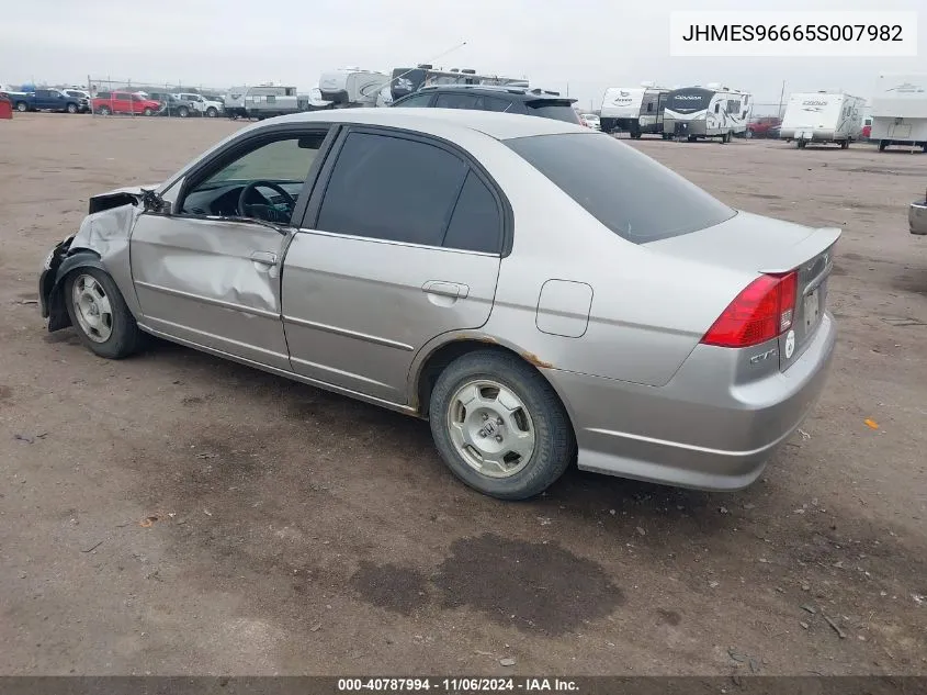 2005 Honda Civic Hybrid VIN: JHMES96665S007982 Lot: 40787994