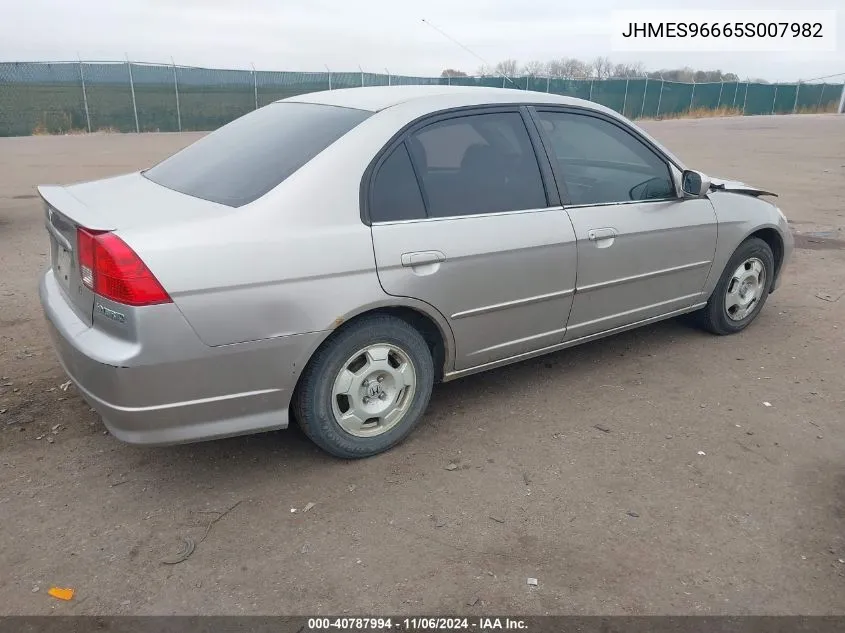 2005 Honda Civic Hybrid VIN: JHMES96665S007982 Lot: 40787994