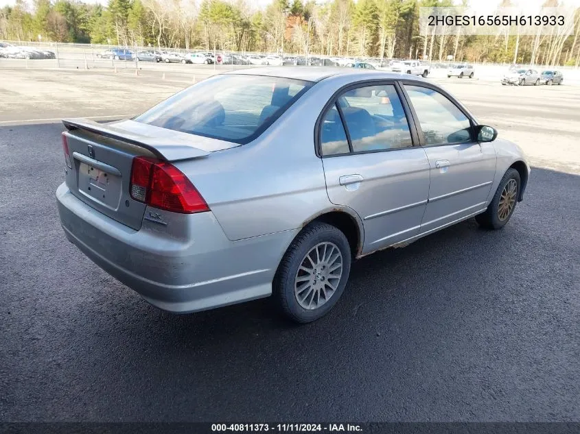 2005 Honda Civic Lx VIN: 2HGES16565H613933 Lot: 40811373