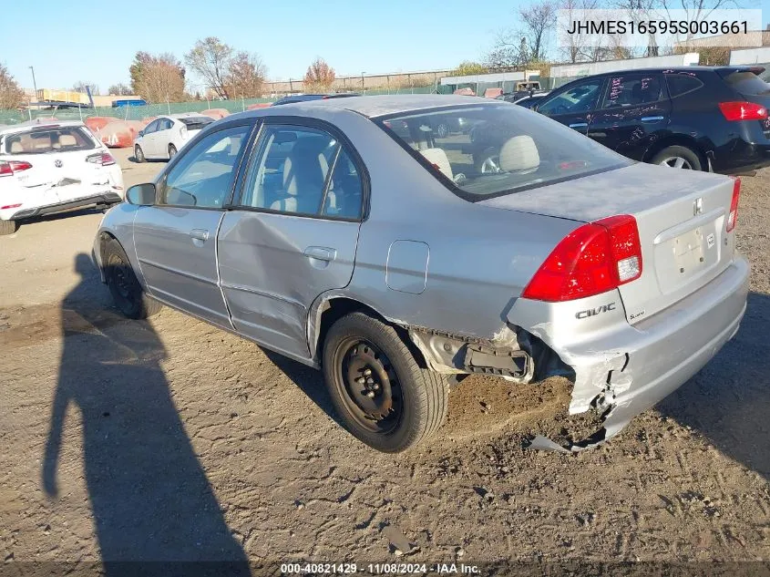 2005 Honda Civic Lx VIN: JHMES16595S003661 Lot: 40821429