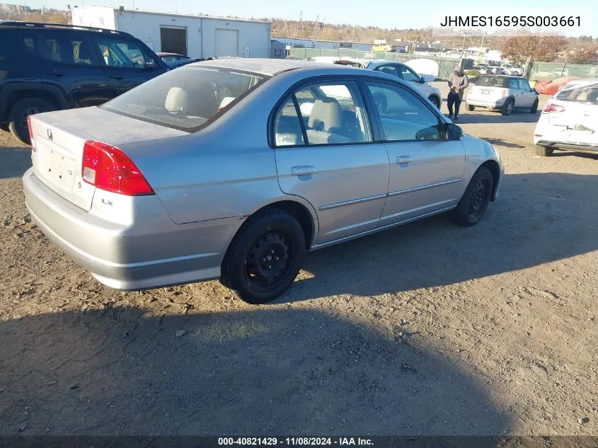 2005 Honda Civic Lx VIN: JHMES16595S003661 Lot: 40821429