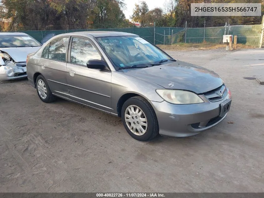 2005 Honda Civic Lx VIN: 2HGES16535H566747 Lot: 40822726