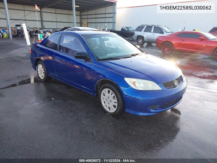 2005 Honda Civic Lx VIN: 1HGEM22585L030062 Lot: 40826072