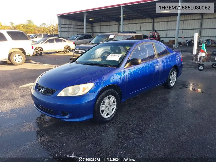 2005 Honda Civic Lx VIN: 1HGEM22585L030062 Lot: 40826072