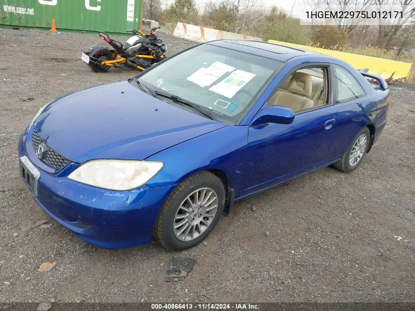 2005 Honda Civic Ex VIN: 1HGEM22975L012171 Lot: 40866413