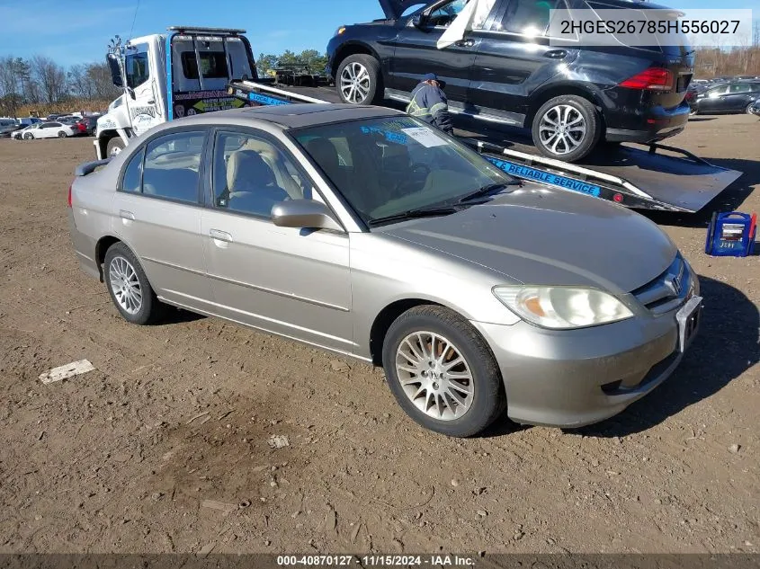 2005 Honda Civic Ex VIN: 2HGES26785H556027 Lot: 40870127