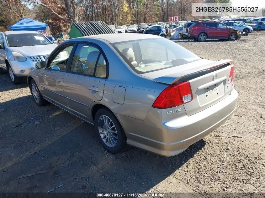 2005 Honda Civic Ex VIN: 2HGES26785H556027 Lot: 40870127