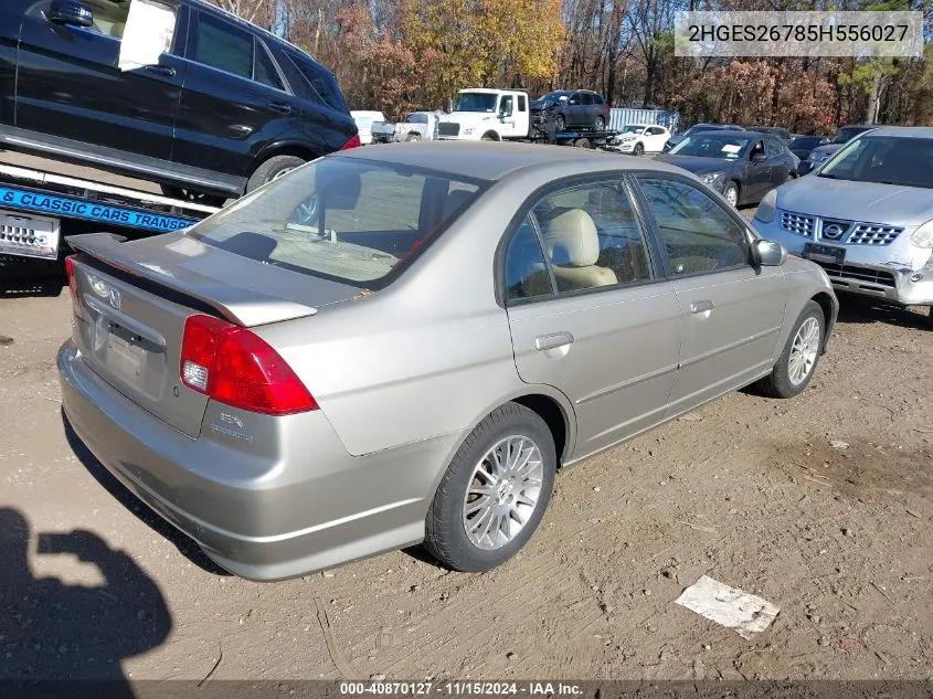 2005 Honda Civic Ex VIN: 2HGES26785H556027 Lot: 40870127