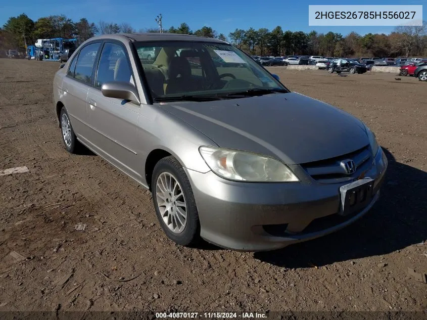 2005 Honda Civic Ex VIN: 2HGES26785H556027 Lot: 40870127