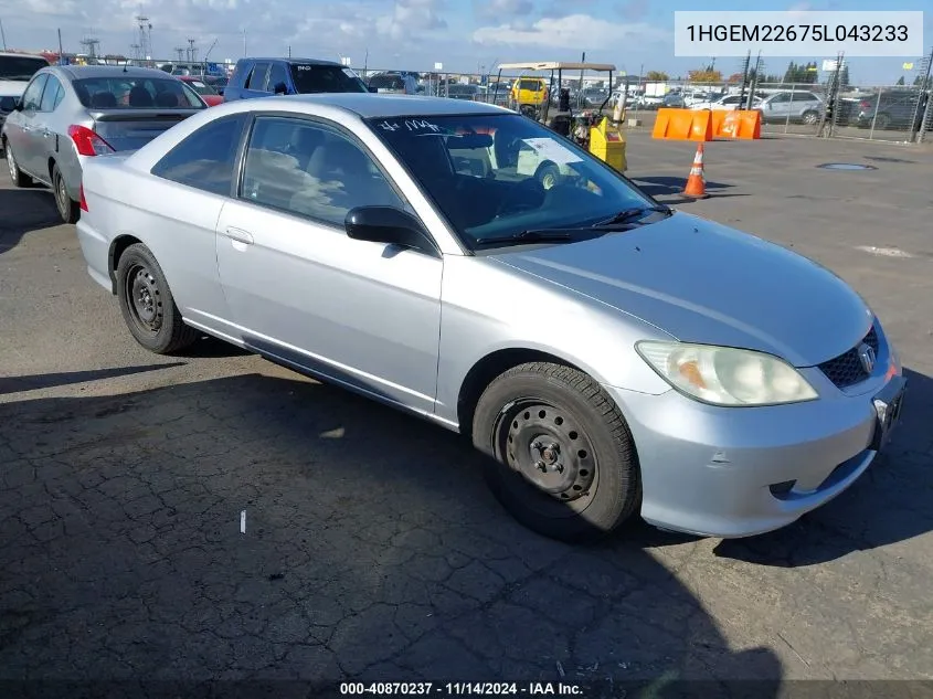 2005 Honda Civic Lx VIN: 1HGEM22675L043233 Lot: 40870237