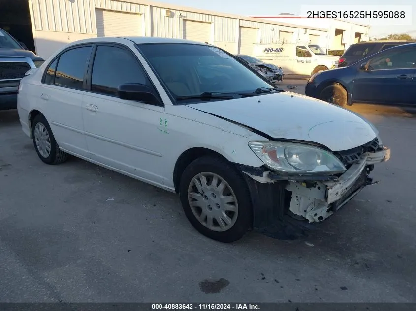 2005 Honda Civic Lx VIN: 2HGES16525H595088 Lot: 40883642