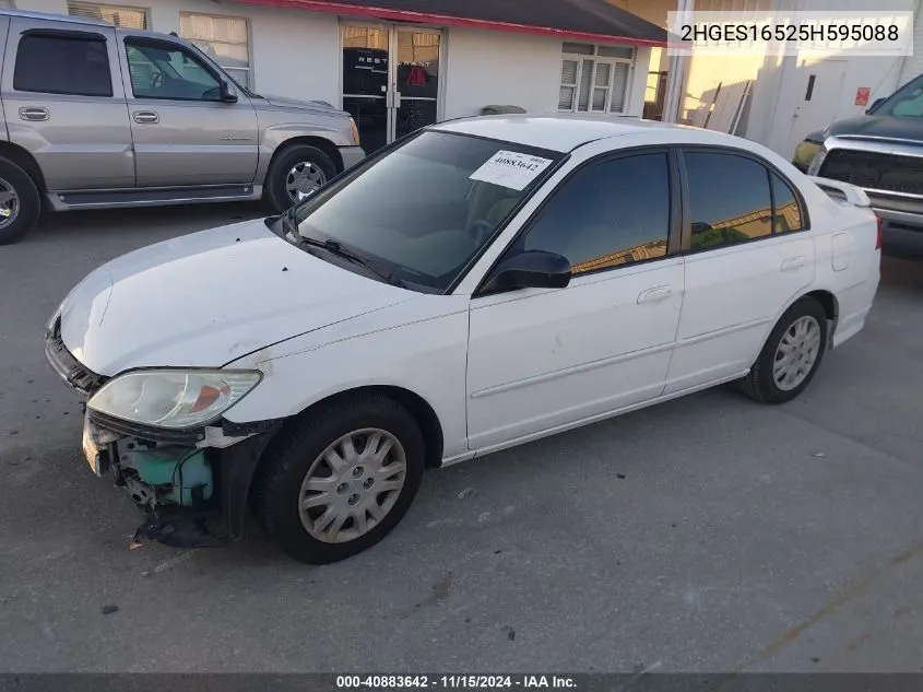 2005 Honda Civic Lx VIN: 2HGES16525H595088 Lot: 40883642