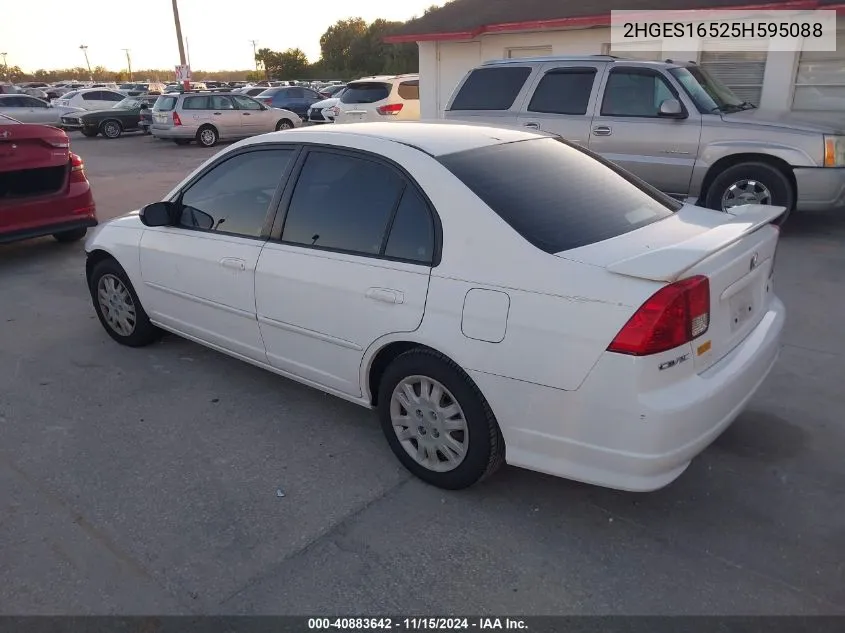 2005 Honda Civic Lx VIN: 2HGES16525H595088 Lot: 40883642