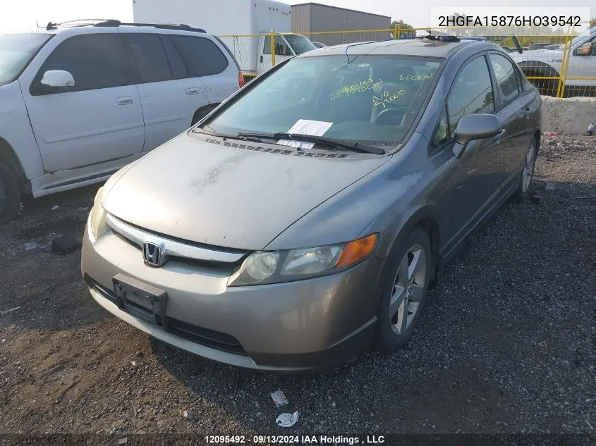 2HGFA15876HO39542 2006 Honda Civic Ex