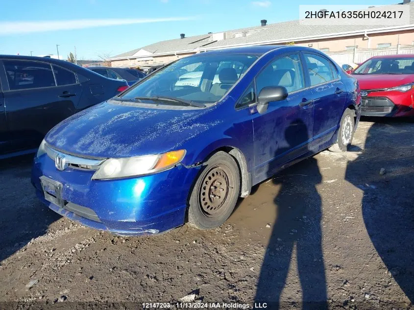 2006 Honda Civic VIN: 2HGFA16356H024217 Lot: 12147203