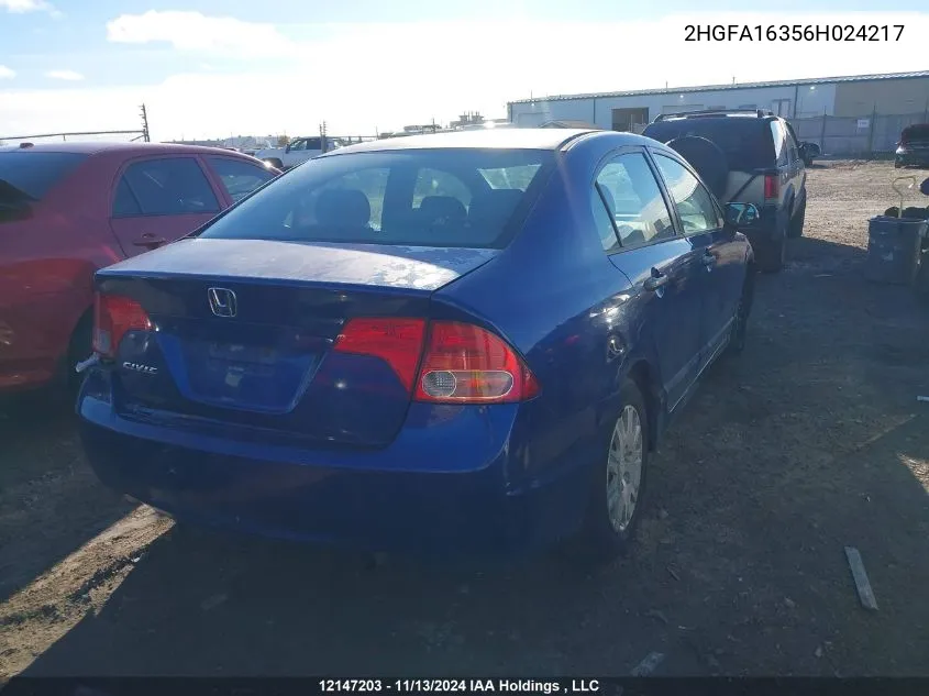 2006 Honda Civic VIN: 2HGFA16356H024217 Lot: 12147203