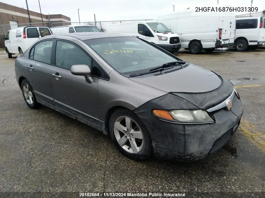 2006 Honda Civic Ex VIN: 2HGFA16876H031309 Lot: 20182664